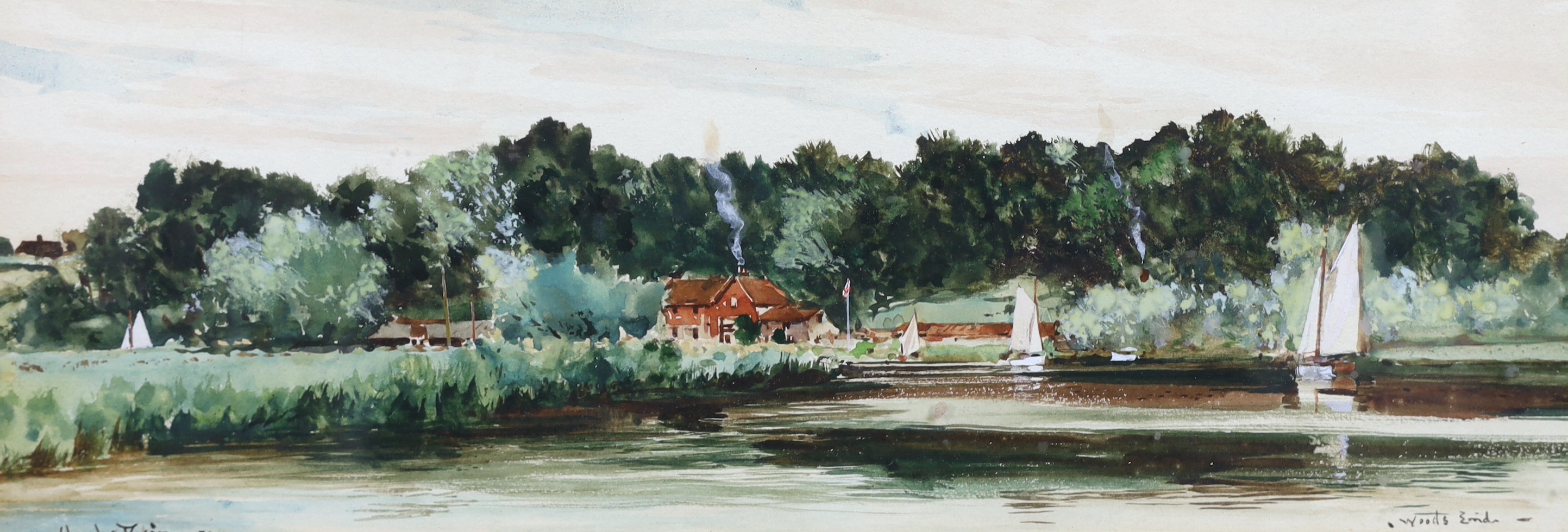 Charles Edward Dixon, R.I. (English, 1872-1934), 'Woods End' and 'Beccles', pair of watercolours, 13.5 x 38cm